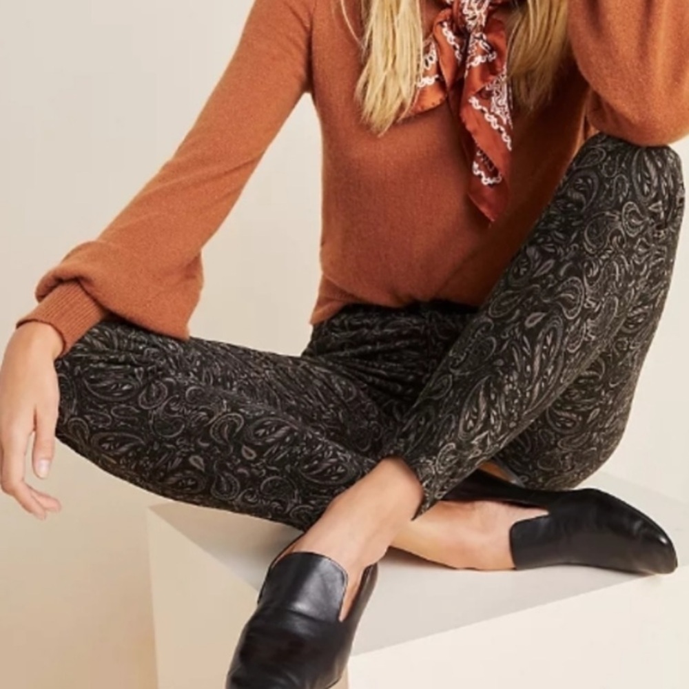 NWT AG x Anthropologie Velvet High Rise Stevie Ankle Skinny Jean brown black 32